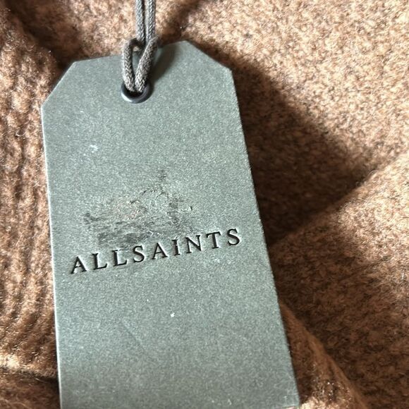 All Saints Dress Two in One Tierny Roll Neck Sweater Slip Midi Brown Camel Med - Picture 11 of 13